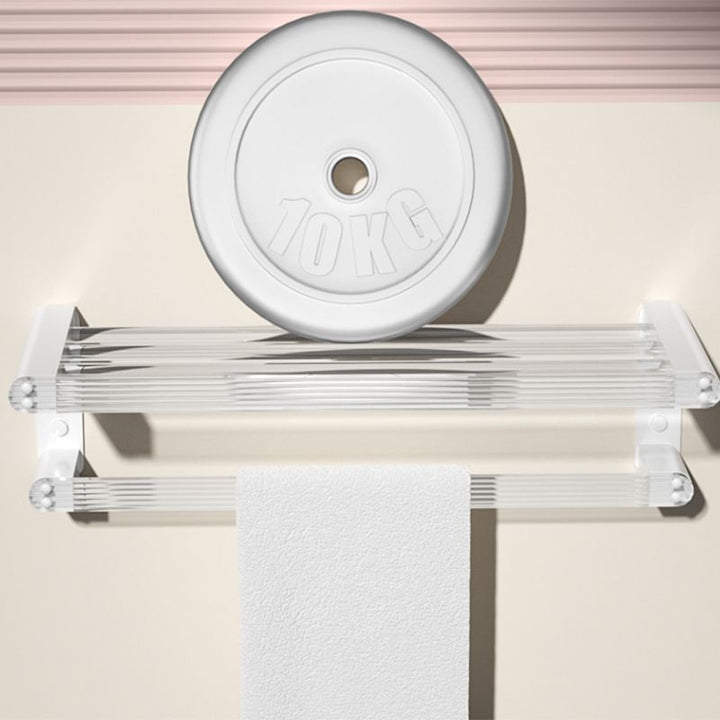 Lisslune | White Bathroom Accessory Set Metal & Acrylic Bathroom Set with Bath Shelf/Towel Hooks