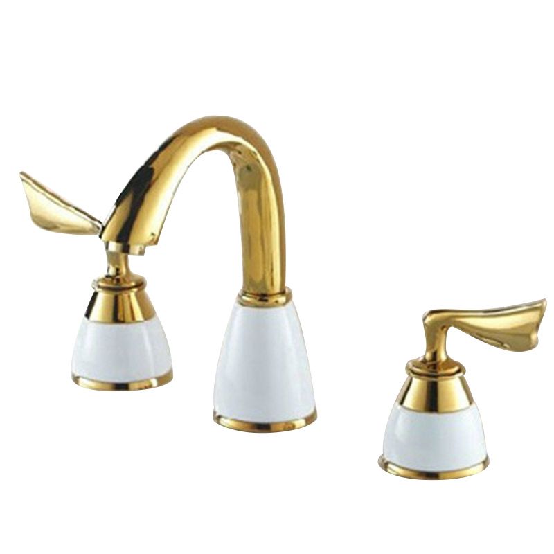 Lisslune | Deck Mounted Roman Tub Faucet Low Arc Bronze Romantic Bathtub Fitting Set
