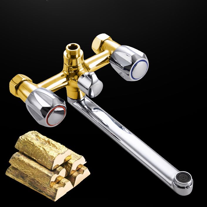 Lisslune | Contemporary Bathtub Faucet Trim Chrome Wall-Mounted Swivel Spout with Hand Shower