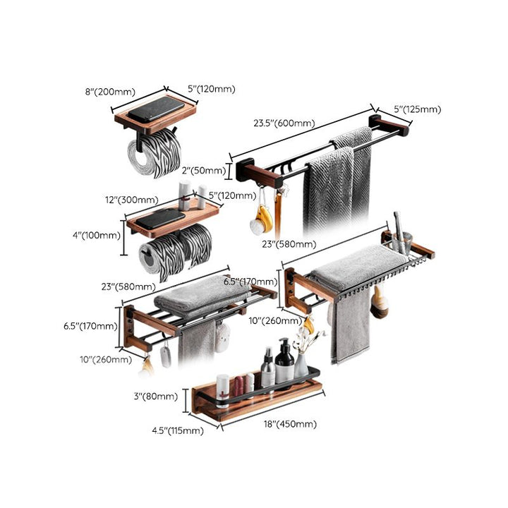 Lisslune | 7-piece bathroom accessory set wood and metal bathroom accessory hardware set