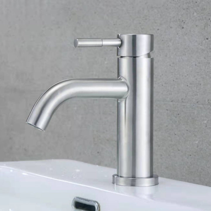 Lisslune | Stainless Steel Bathroom Faucet Chrome Lever Handle Sink Faucet with 1 Hole