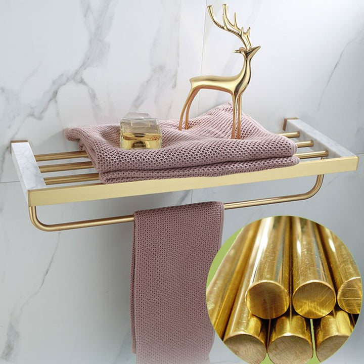 Lisslune | Polished Brass Bathroom Accessory Set Marble Bathroom Hardware