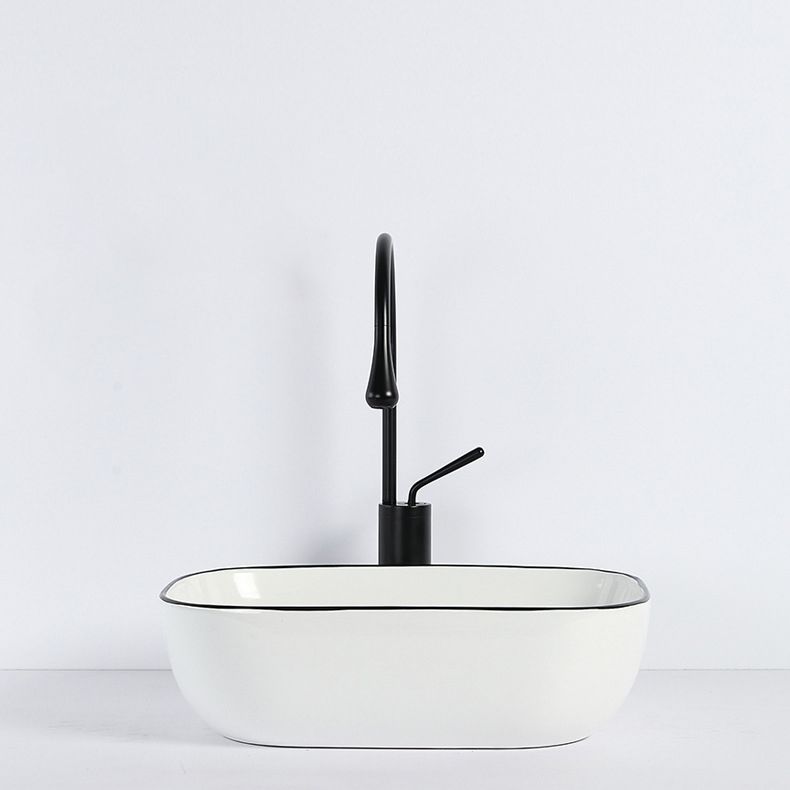 Lisslune | Contemporary sink with pop-up drain porcelain rectangular basin
