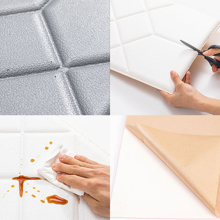 Lisslune | Modern Wall Cladding Living Room Peel and Stick 3D Embossing Waterproof Wall Cladding