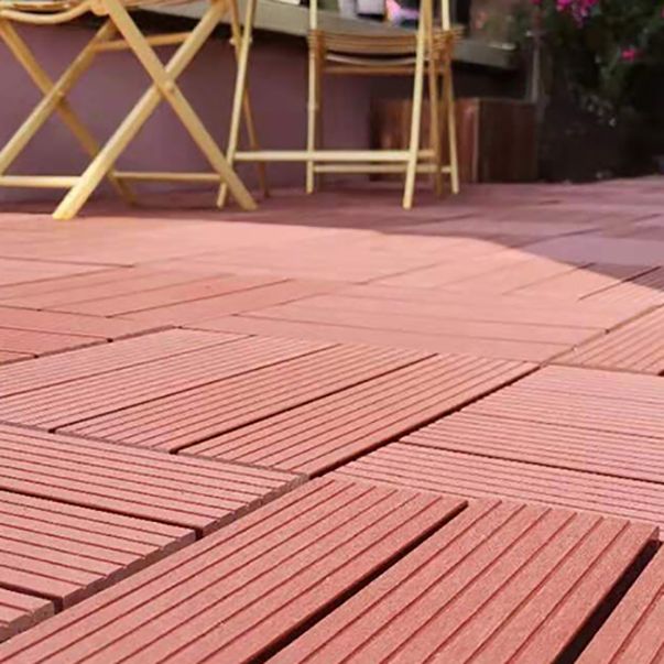 Lisslune | Composite Square Patio Tiles Interlocking Striped Pattern Patio Floor Tiles