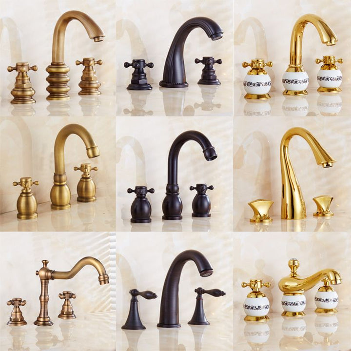 Lisslune | Widespread bathroom faucet 3 holes round sink faucet