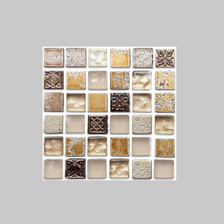 Lisslune | Plastic Self-Adhesive Tiles Mosaic Tiles Grid Square Waterproof Self-Adhesive Tile Pack of 10