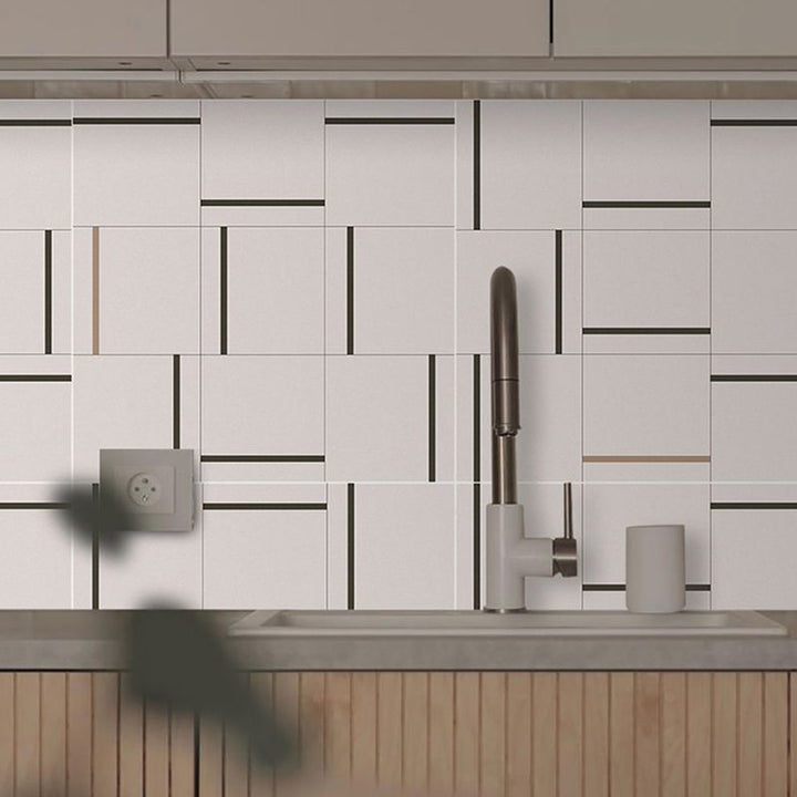 Lisslune | Square Indoor Vinyl Floor Peel and Stick Line Print Vinyl Floor
