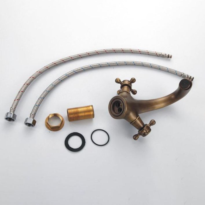 Lisslune | Industrial Widespread Bathroom 2 Faucet Cross Handles Sink Faucet