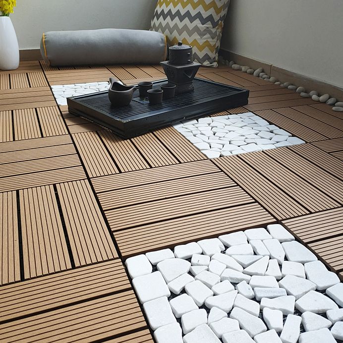 Lisslune | 11 Pack 12" X 12" Square Deck/Patio Tiles Snap Fit for Outdoor Patio Tiles