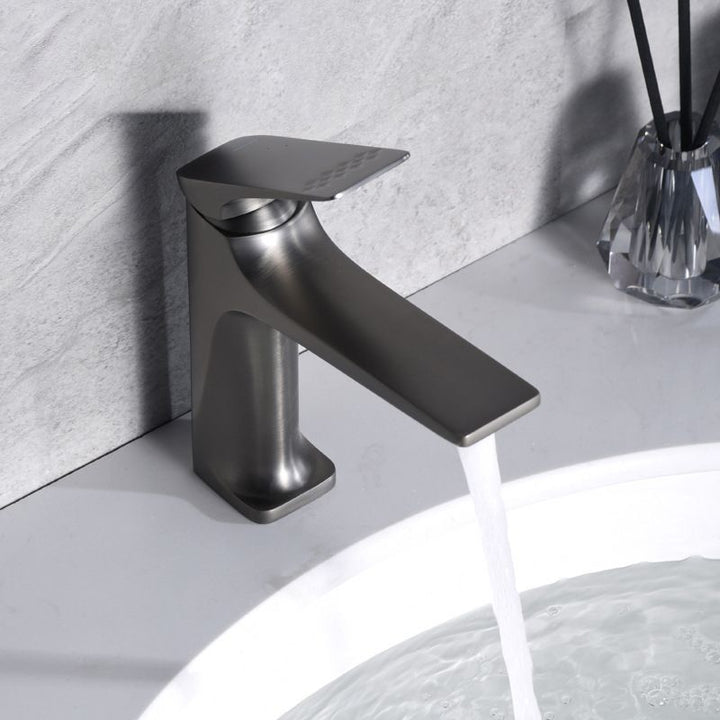 Lisslune | Modern Bathroom Faucet Brass Deep Arc Lever Handle with Faucet Hose
