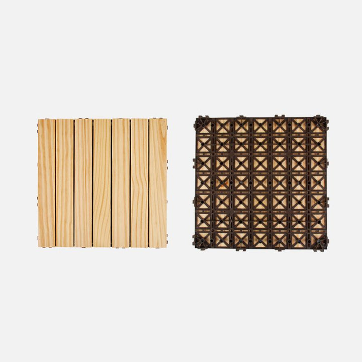 Lisslune | 7-Slat Square Wood Terrace Tiles Laying Pattern Outdoor Terrace Tiles