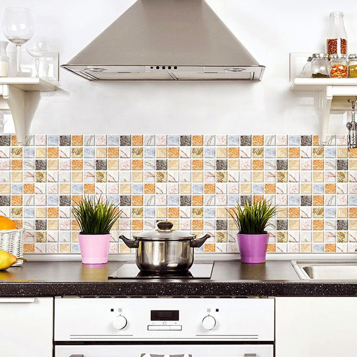 Lisslune | Square Peel and Stick Tile Mosaic Waterproof PVC Peel & Stick Tile for Shower 5-Pack