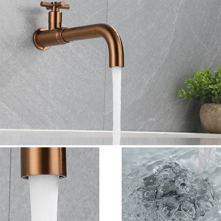 Lisslune | Contemporary Vessel Water Faucet Stainless Steel Cross Handles Wall Mounted Bathroom Faucet