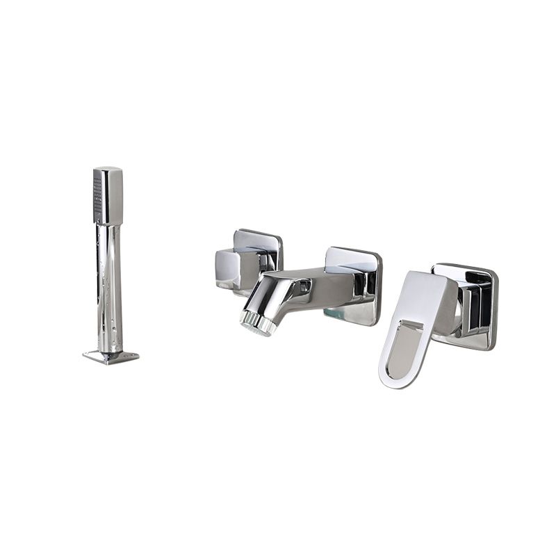 Lisslune | Wall Mounted Faucet Brass Lever Handle Bathroom Faucet Hand Shower