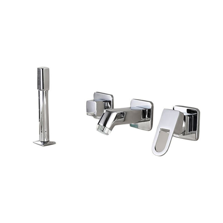 Lisslune | Wall Mounted Faucet Brass Lever Handle Bathroom Faucet Hand Shower