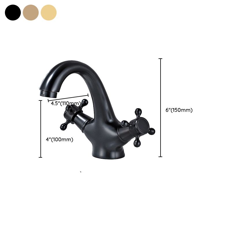 Lisslune | Bathroom Vessel Faucet Double Cross Handle Low Arc Industrial Sink Faucet