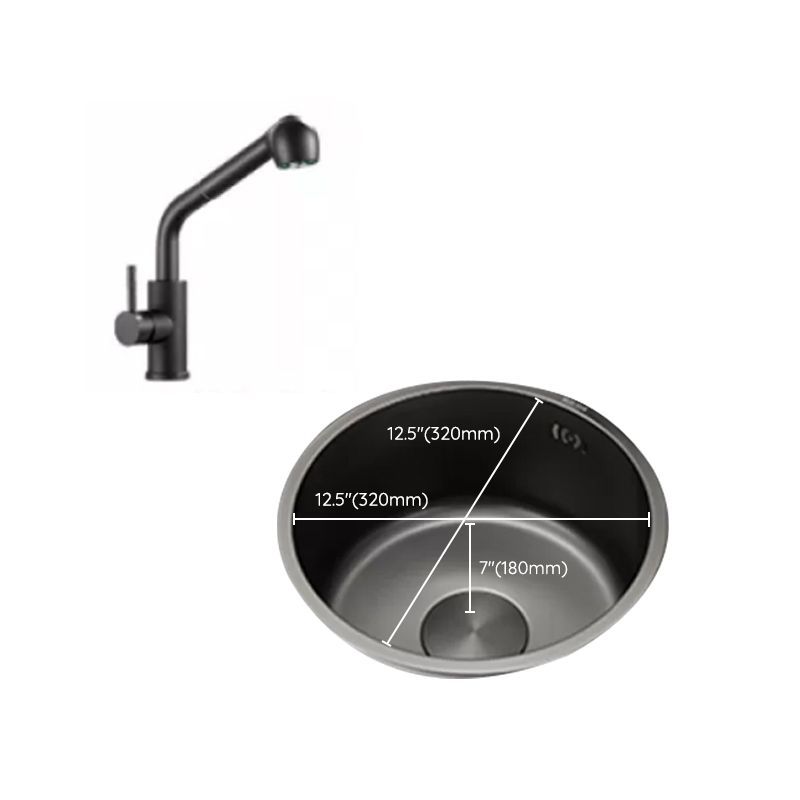 Lisslune | Kitchen Sink Round Single Bowl Color and Scratch Resistant Under-mounted Stainless Steel Kitchen Sink