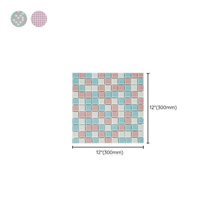 Lisslune | 12" x 12" Peel & Stick Glass Square Grid Mosaic Peel and Stick Tile 10-Pack
