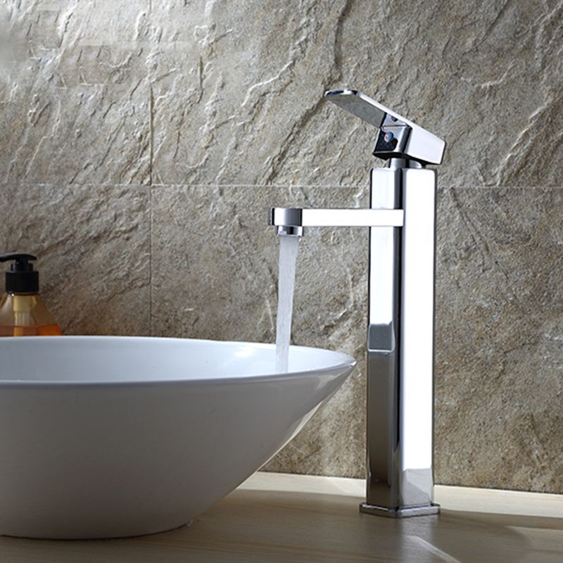 Lisslune | Cubic Chrome Bathroom Faucet Low Arc Single Lever Basin Faucet