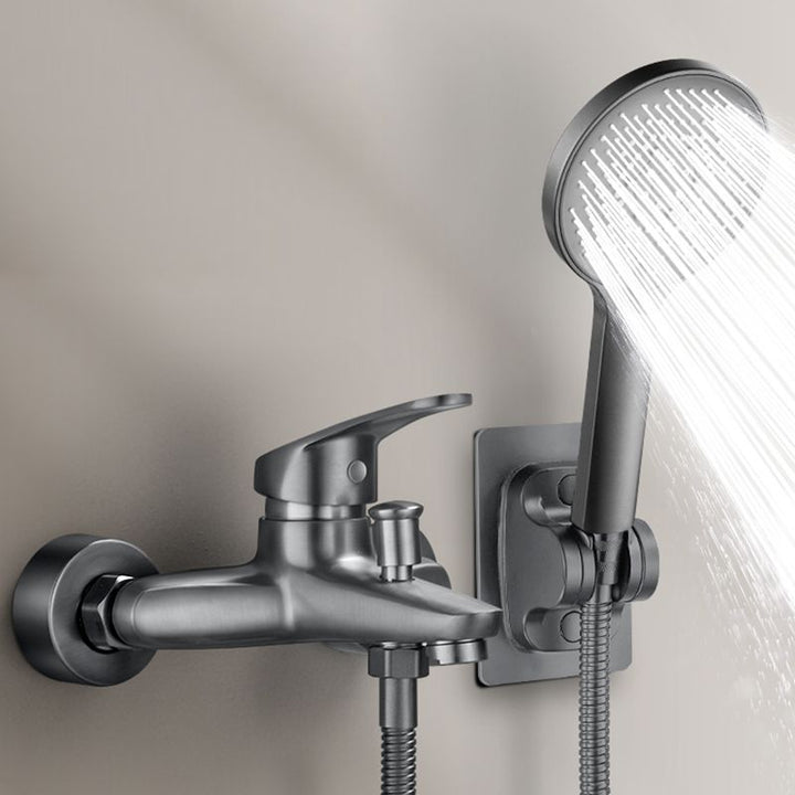 Lisslune | Solid Bathtub Faucet Handheld Shower Hose Lever Handle Wall-Mounted 2 Holes Bathtub Fill Valve