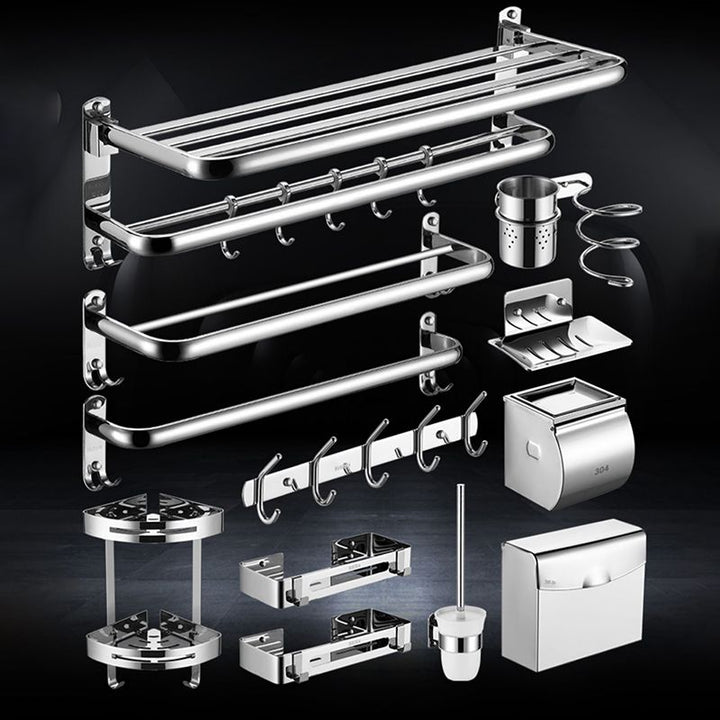 Lisslune | Modern Stainless Steel Bathroom Shelf Paper Holder Bathroom Accessory Set