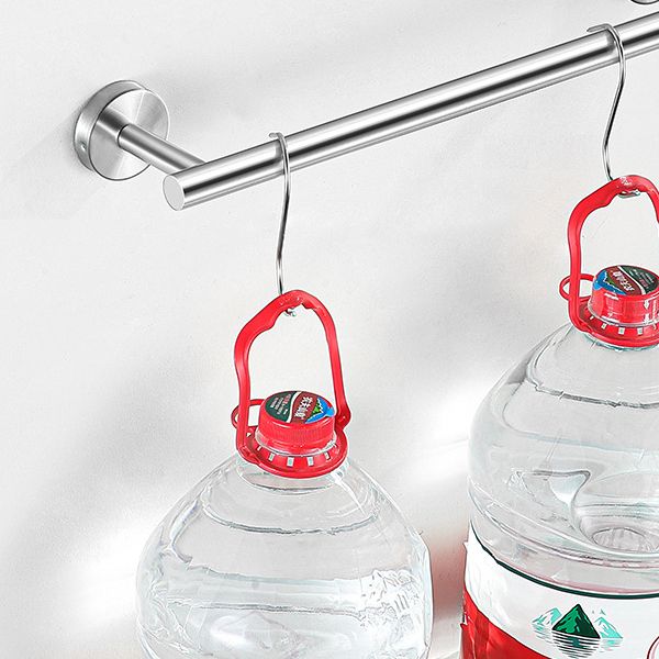 Lisslune | Modern Bathroom Hardware Set made of Stainless Steel Brushed Chrome Towel Bar/Ring & Bathrobe Hook