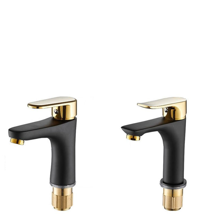 Lisslune | Black-Gold Vessel Sink Faucet Lever Handle Low Arc Vessel Faucet
