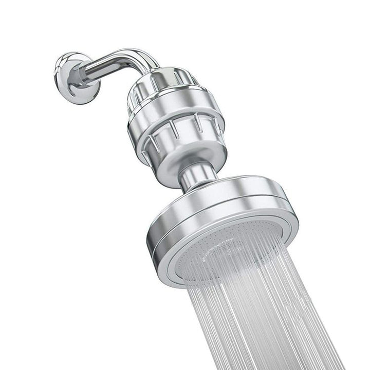 Lisslune | Contemporary fixed shower head in silver with Katalyst wall-mounted shower head