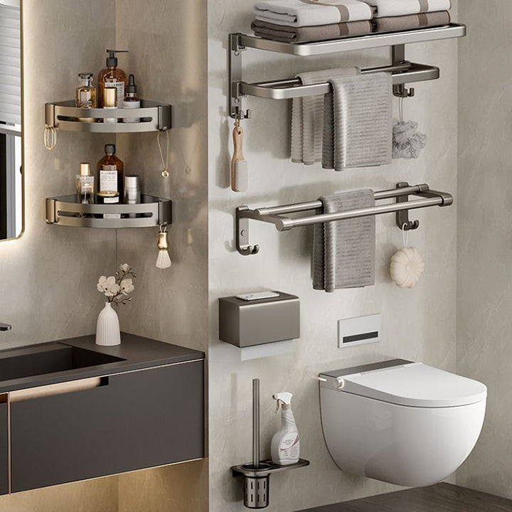 Lisslune | Modern Stainless Steel Bath Shelf Bath Accessories Set Towel Holder Bathroom Set