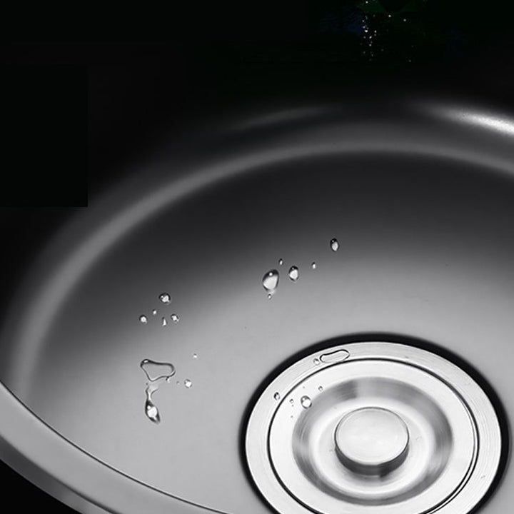 Lisslune | Single Bowl Kitchen Sink Round Stainless Steel Sink with Drain Strainer Kits