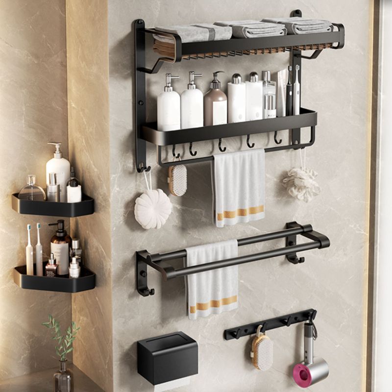 Lisslune | Modern Bathroom Set Matte Black Bathroom Shelf Towel Holder Bathroom Accessories Set