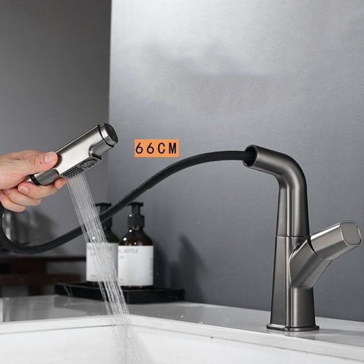 Lisslune | Modern Faucet Sink Tap Brass Lever Handles Swivel Spout Sink Tap