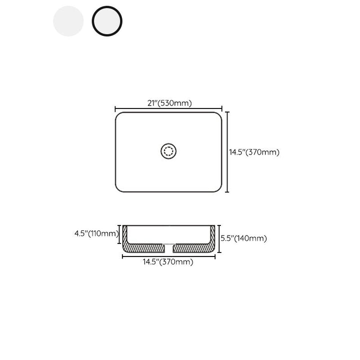 Lisslune | Contemporary sink with pop-up drain porcelain rectangular basin