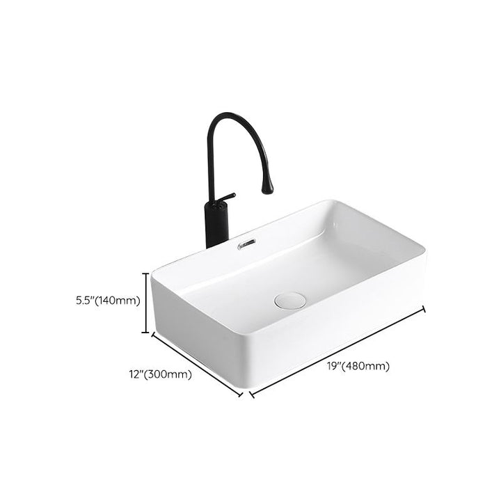 Lisslune | Modern Vessel Sink Porcelain Rectangular Vessel Sink (Not Included Faucet)