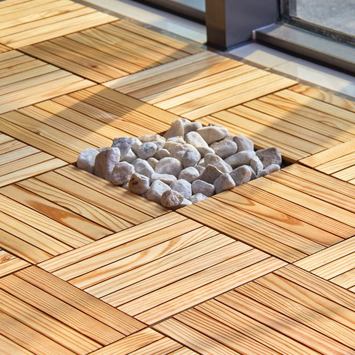 Lisslune | 7-Slat Square Wood Terrace Tiles Laying Pattern Outdoor Terrace Tiles
