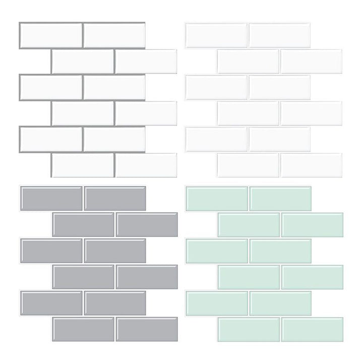 Lisslune | Tile Peel & Stick Rectangle Waterproof Solid Plastic Peel & Stick Subway Tile for Shower
