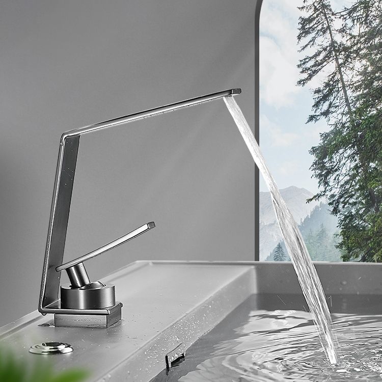 Lisslune | Metal Waterfall Spout Sink Faucet Lever Handles Vessel Sink Faucet