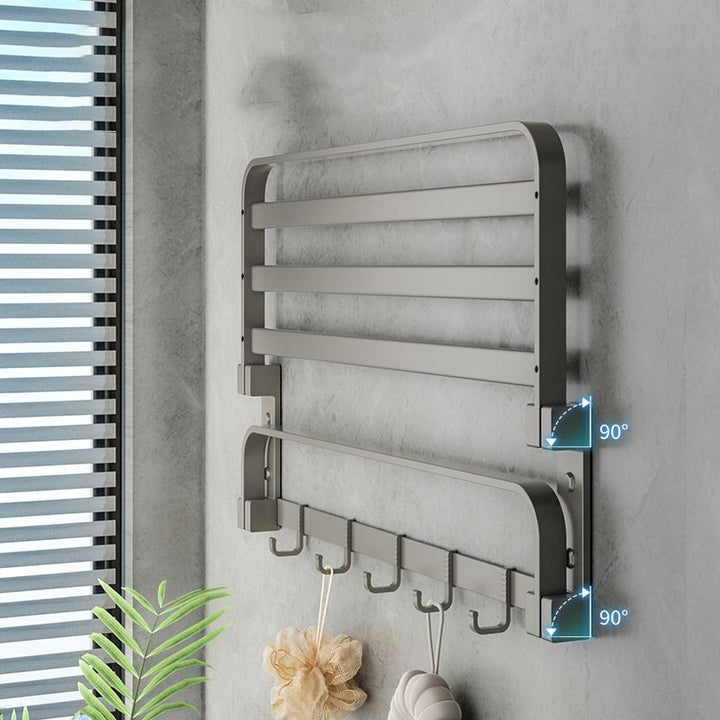 Lisslune | Modern Gray Bathroom Accessories Set Aluminum Stainless Steel Bathroom Shelf/Towel Hooks/Towel Bar