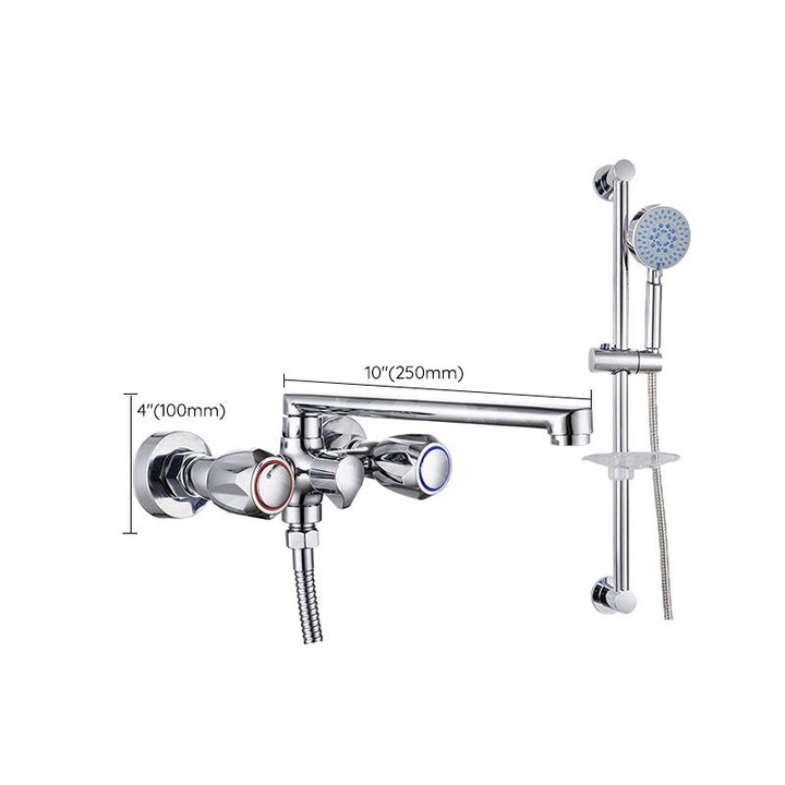 Lisslune | Contemporary Bathtub Faucet Trim Chrome Wall-Mounted Swivel Spout with Hand Shower