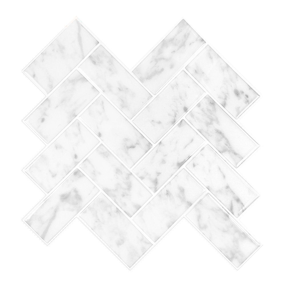 Lisslune | Modern Peel & Stick Mosaic Tile PVC Herringbone Peel and Stick Wall Tile