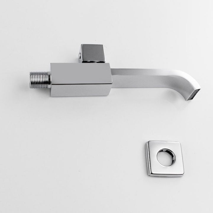 Lisslune | Contemporary Wall Mounted Bathroom Faucet Handle Knob Solid Brass Square Faucet