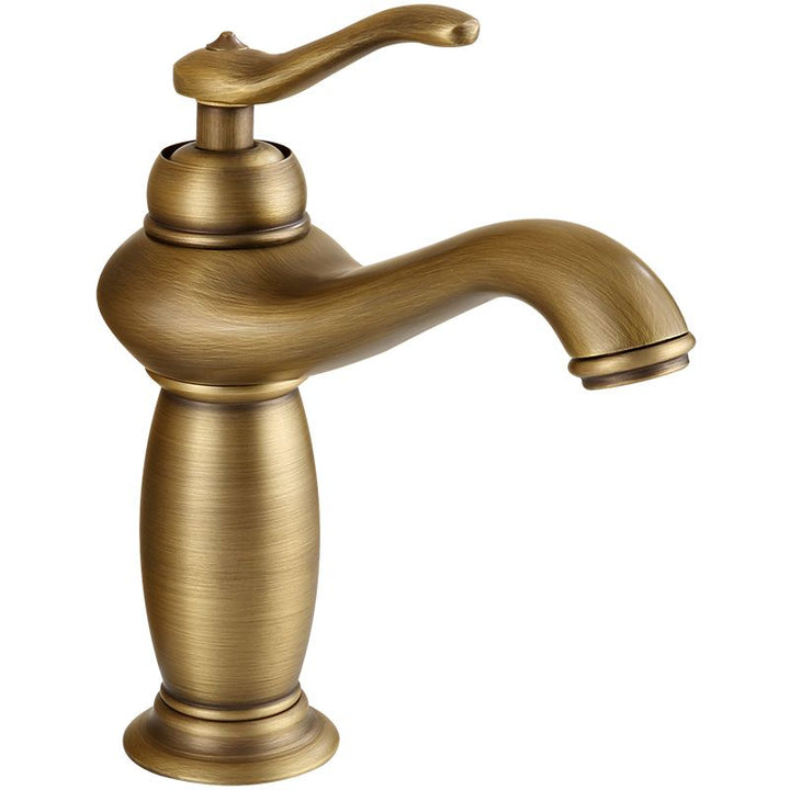 Lisslune | Brass Bathroom Vessel Basin Faucet Single Lever Handle Round Basin Faucet with Water Hose