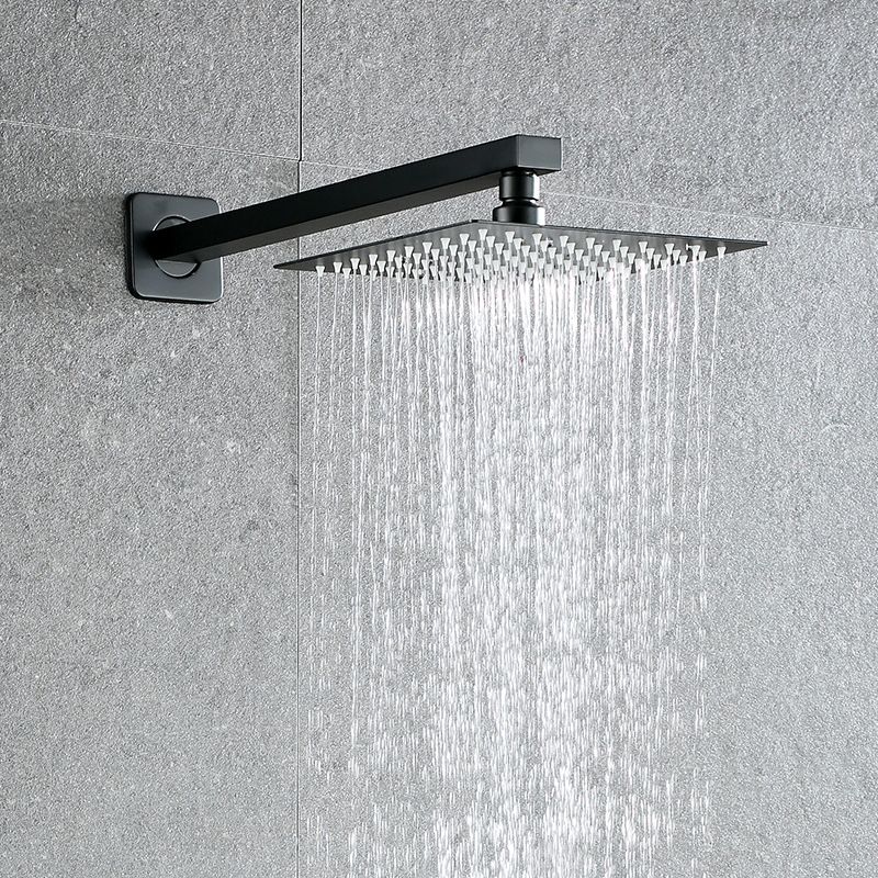 Lisslune | Black Square Fixed Shower Head Modern Style Wall Mounted Shower Head