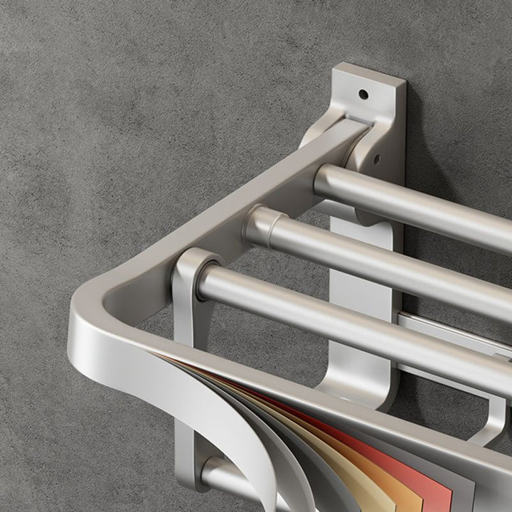 Lisslune | Contemporary Silver Metal Bathroom Fixture Set with Triangle Bathroom Shelf