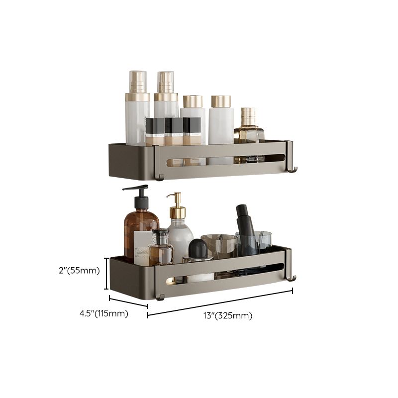 Lisslune | Contemporary Aluminum Bathroom Accessory Set Grey Bath Shelf