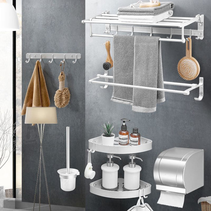 Lisslune | Modern Bathroom Accessories Hardware Set White Metal Bathroom Accessories Kit