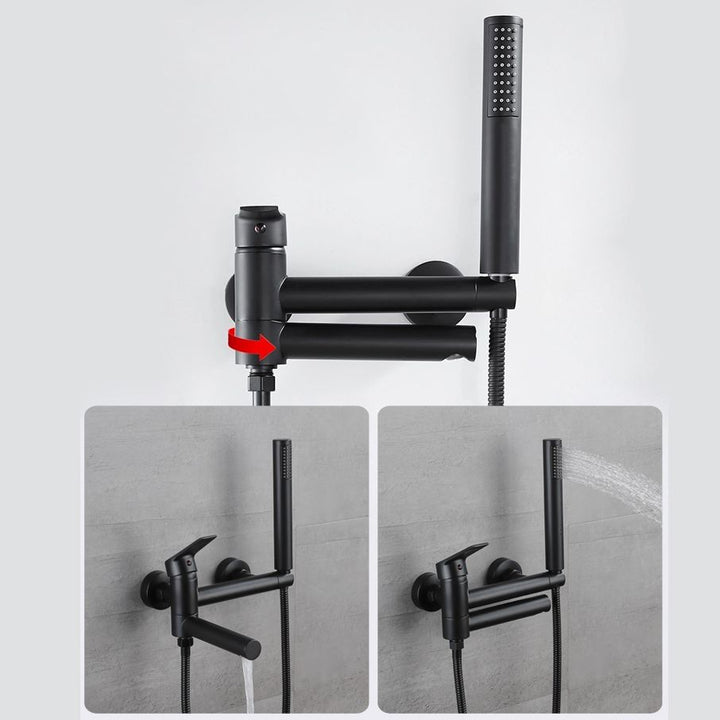 Lisslune | Lever Handle Bathtub Faucet Wall Mount Shower Hose Swivel Spout Bathtub Filling with Hand Shower