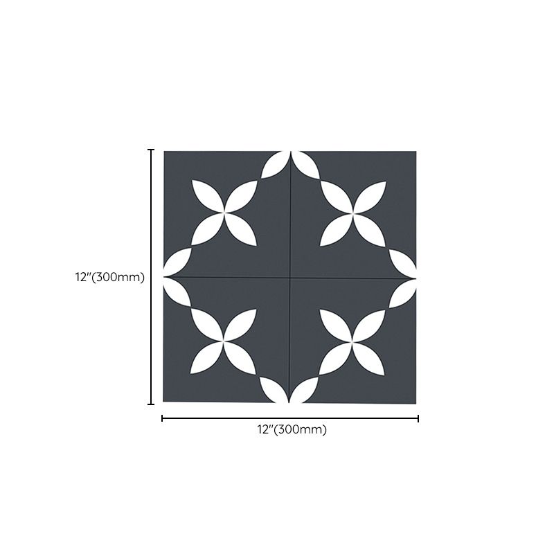 Lisslune | Square Indoor Vinyl Floor Peel and Stick Floral Print Waterproof Vinyl Floor