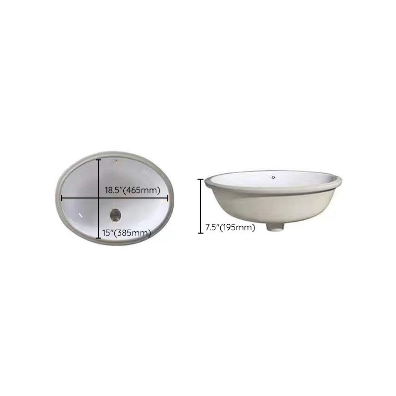 Lisslune | Modern Under-Mount Sink Oval Porcelain with Pop-Up Drain Sink